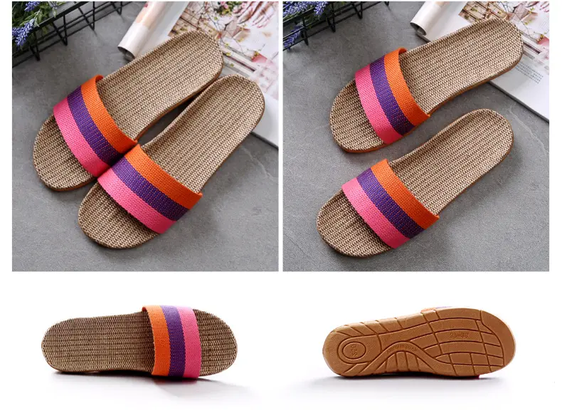 Non-slip summer men's slippers platform for men and women, for beloved, cotton and linen — chobi 8