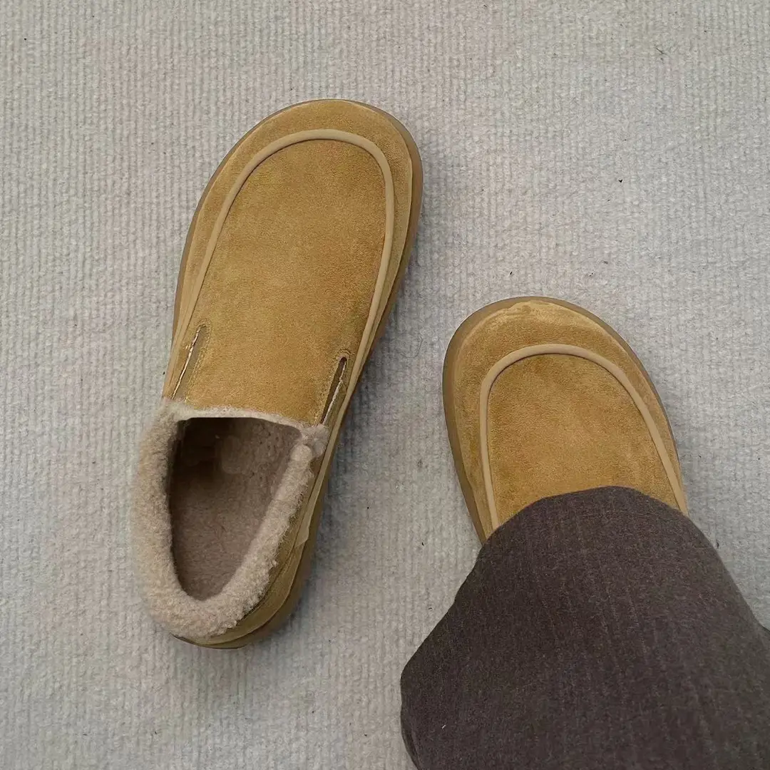 Demi-season keep warm Beijing cloth slippers flat, insulated loafers — chobi 3