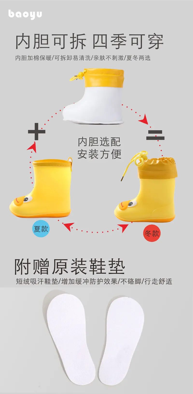 Ploves of dismantling baby rain shoes 1 infant child 3 rain boots men and girls water shoes, children princess cute lightweight shoes — chobi 7