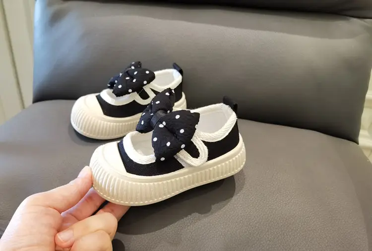 Children's cloth espadrilles with bow for early age, suitable for spring and autumn, soft sole, princess style — chobi 8