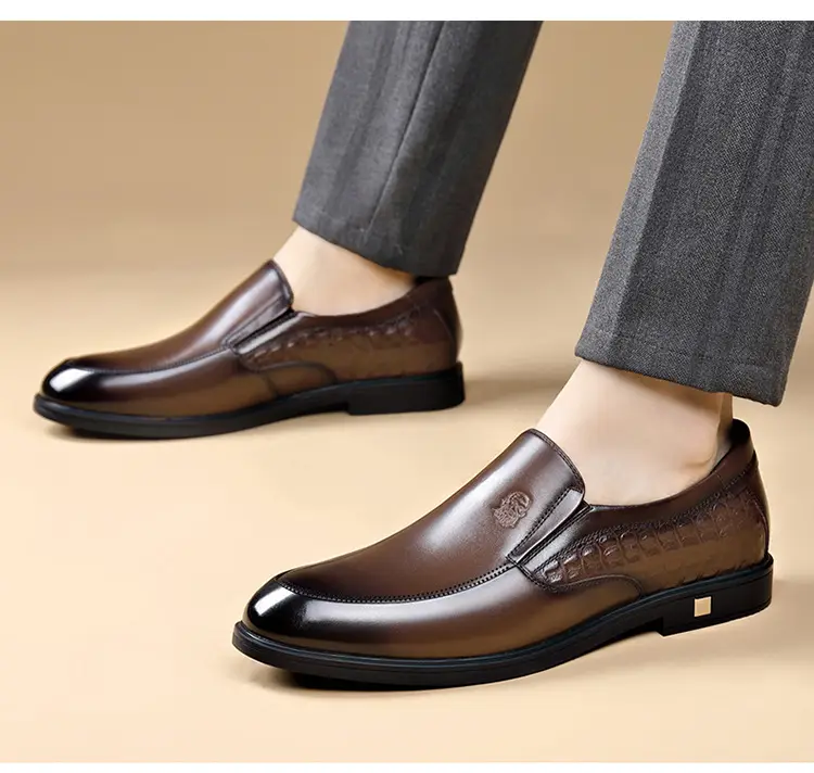 Men's human head, leather casual wedding shoes, crocodile print, genuine leather, cowhide — chobi 24