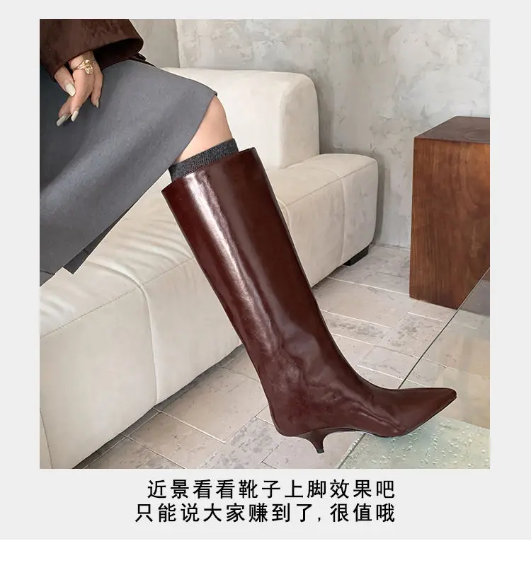 Demi-season fashionable universal high boots pointed-toe, 2026 years, suitable for outdoor wear, western style — chobi 7