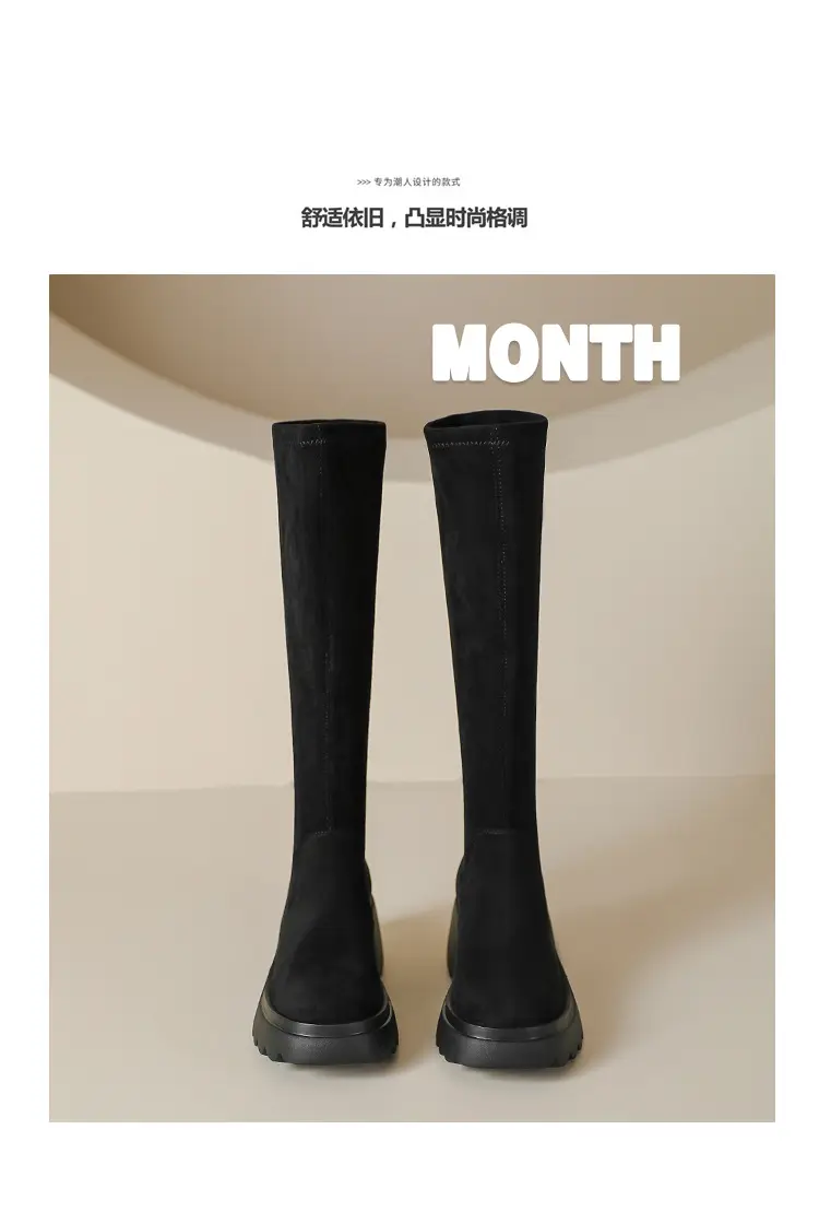 Demi-season elastic high boots platform heels, height increasing — chobi 6