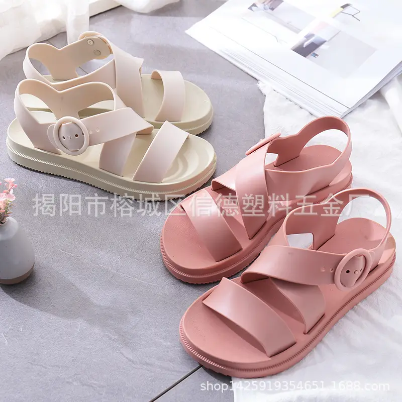 (Wholesale), summer women's slippers PVC flat, trend casual sandals — chobi 1