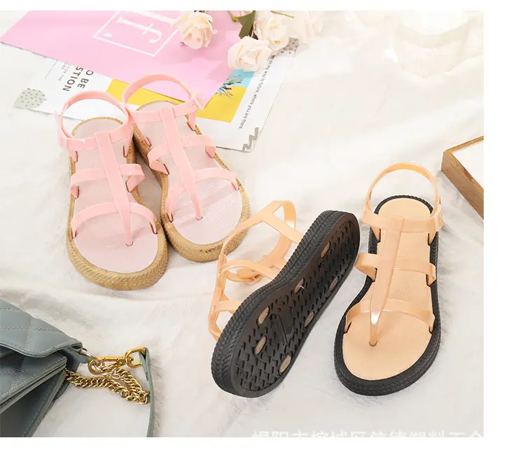 (Wholesale), summer women's slippers PVC flat, trend casual sandals — chobi 23