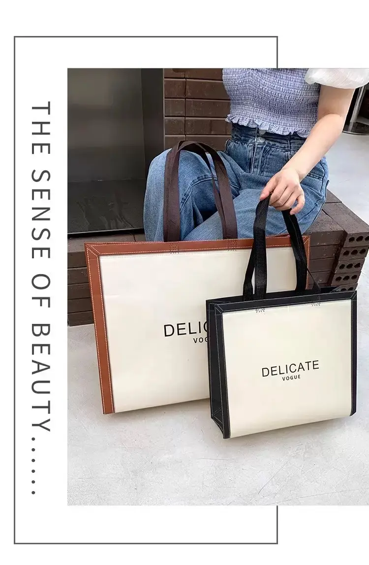 Linen bag non-woven cloth, shopping bag, increased thickness, with your logo imprint, Birthday gift, custom-made — chobi 10