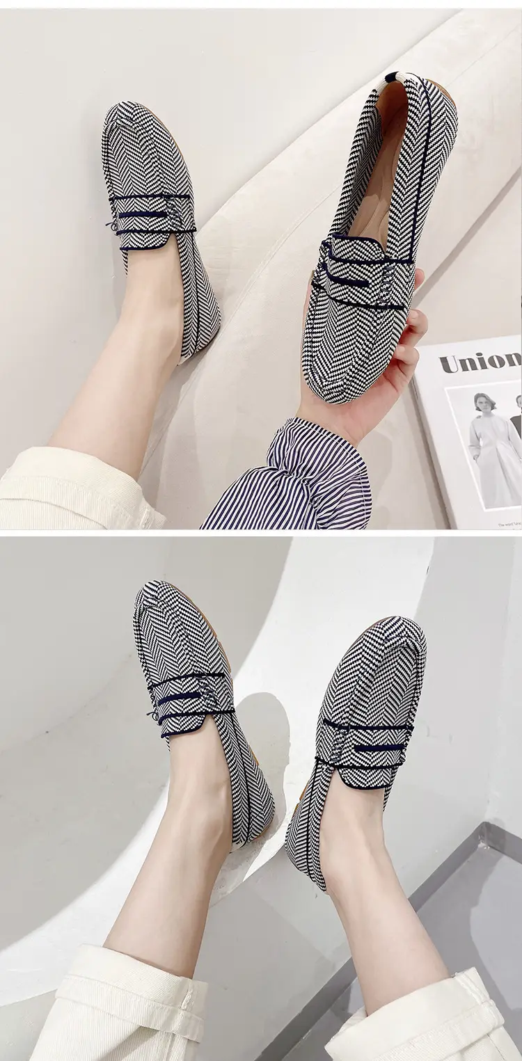 (Cross-border trading), knitted woven shoes, casual loafers, Collection Year 2025, round toe, non-slip sole — chobi 13