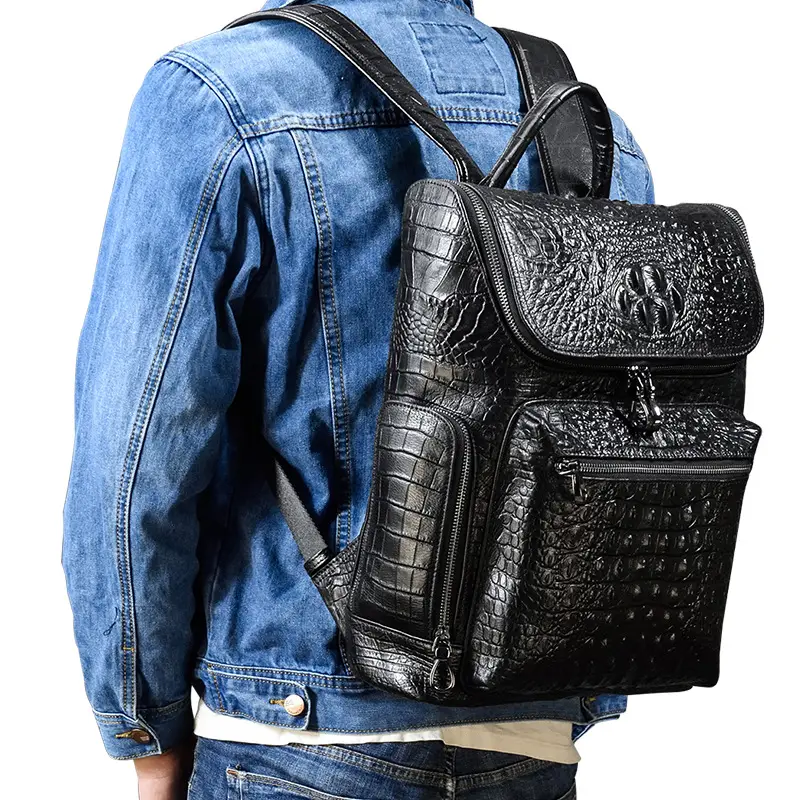 Leather backpack, men's capacious travel bag, one-shoulder bag — chobi 9