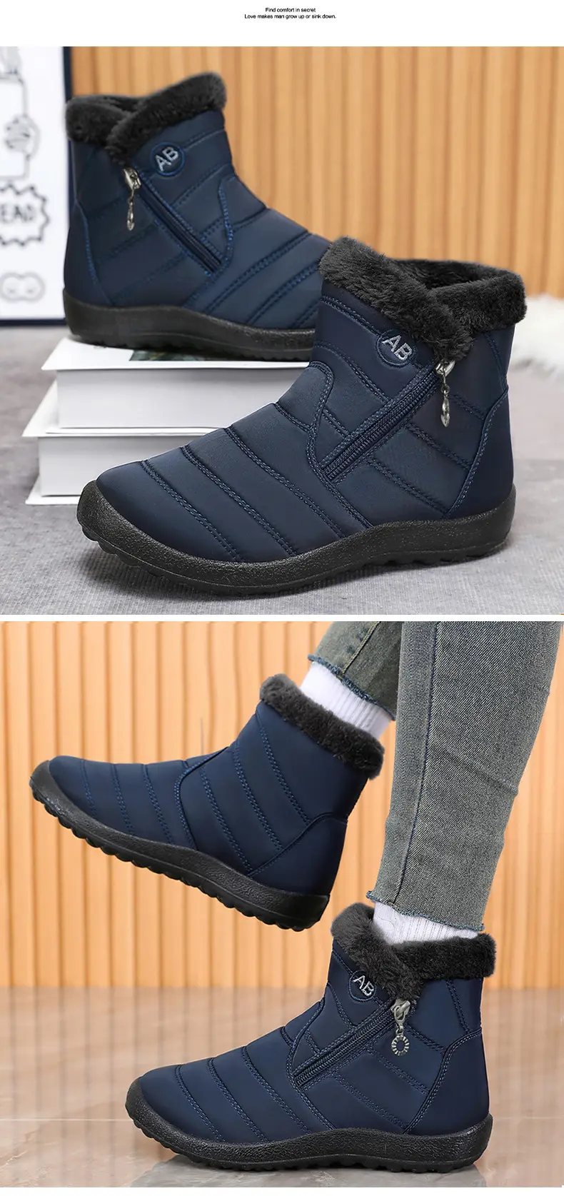 Cross-border large size women's shoes cotton shoes foreign trade polyurethane long cotton boots plus velvet thickening warm high top women's boots sno — chobi 19