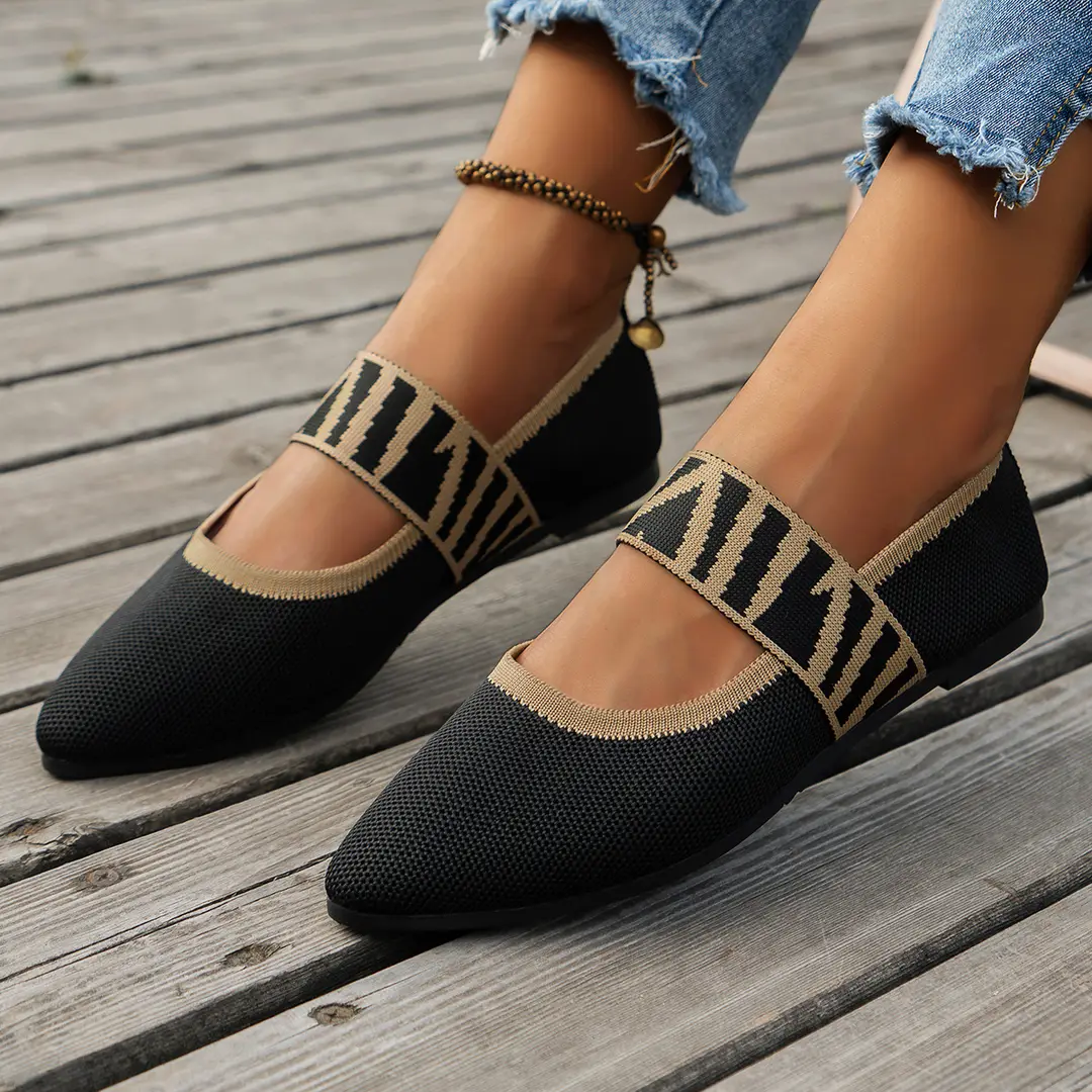 (Cross-border trading), shoes flat pointed-toe low-cut, slip-ons, breathable two-tone loafers, European style, made with flyknit technology — chobi 21
