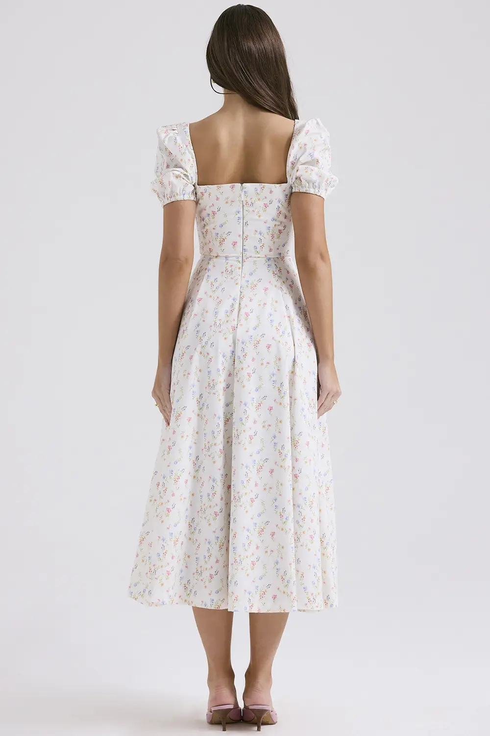 Elegant fashionable dress, skirt, high-quality style, french style, lifting effect, floral print — chobi 19