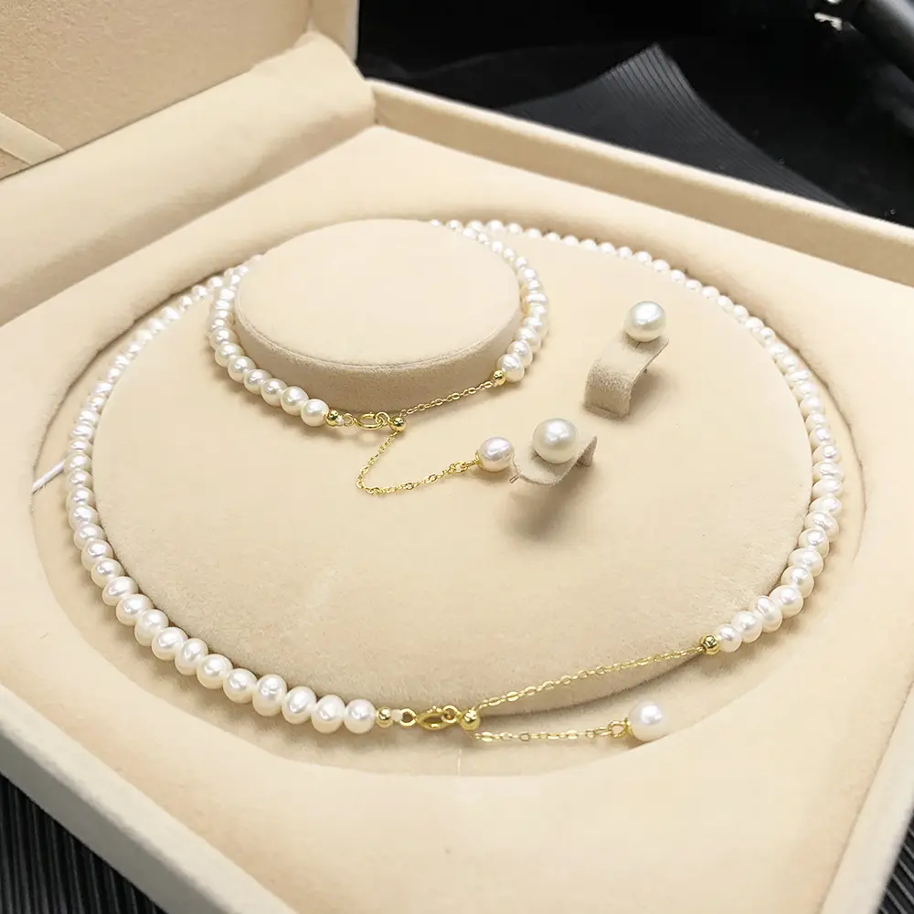 Organic accessory, necklace from pearl, chain, set for mother's day, silver 925 sample, Birthday gift — chobi 8