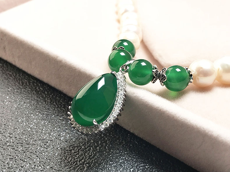 Organic accessory, necklace from pearl, chain, set for mother's day, silver 925 sample, Birthday gift — chobi 33