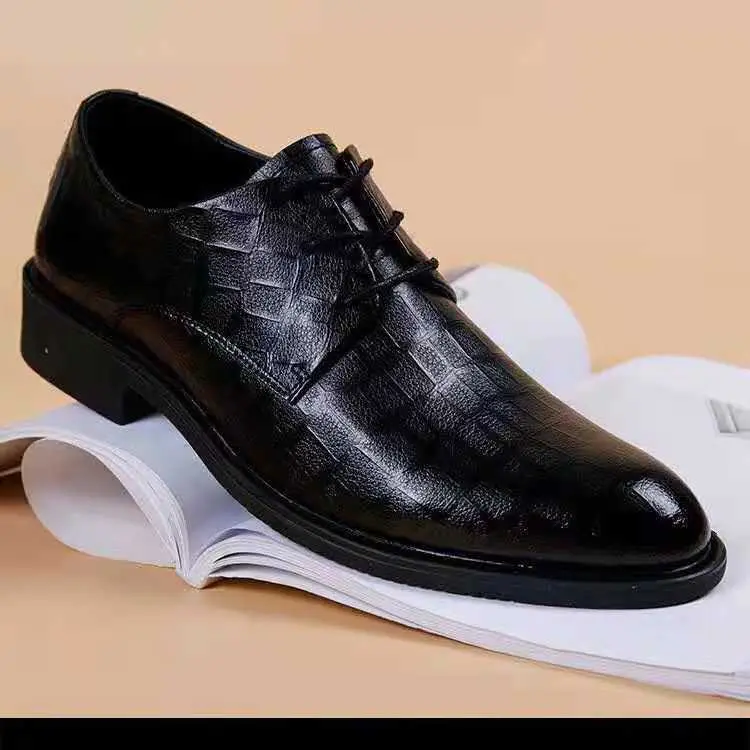 Demi-season breathable shoes made of black leather for summer and autumn, men's classic suit jacket English style pointed-toe, Collection Year 2025, K — chobi 1