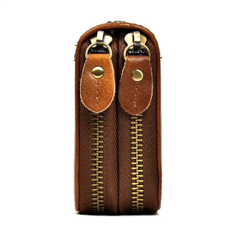 Leather long wallet with zipper, genuine leather — chobi 21