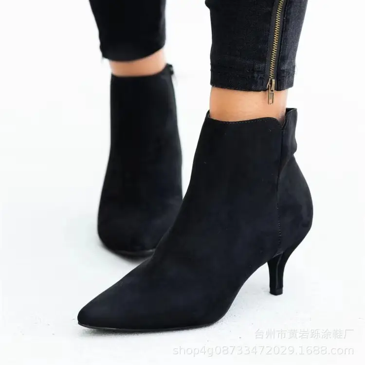 (Wholesale), demi-season fashionable low boots, ankle boots stiletto heels pointed-toe, (Physicals) — chobi 7
