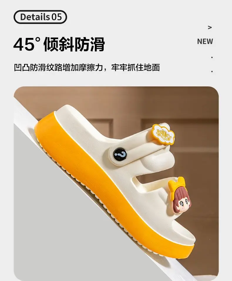 Cartoon sandals platform, non-slip beach footwear for students, slippers, family style, suitable for outdoor wear, can be worn in two ways — chobi 12