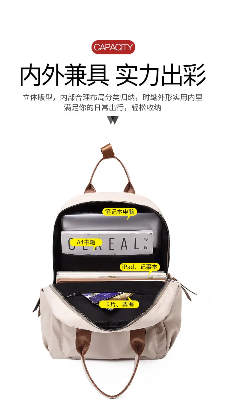 Nylon backpack for leisure, handheld laptop, school bag for traveling, 2023 collection, simple and elegant design, 14 inch — chobi 8