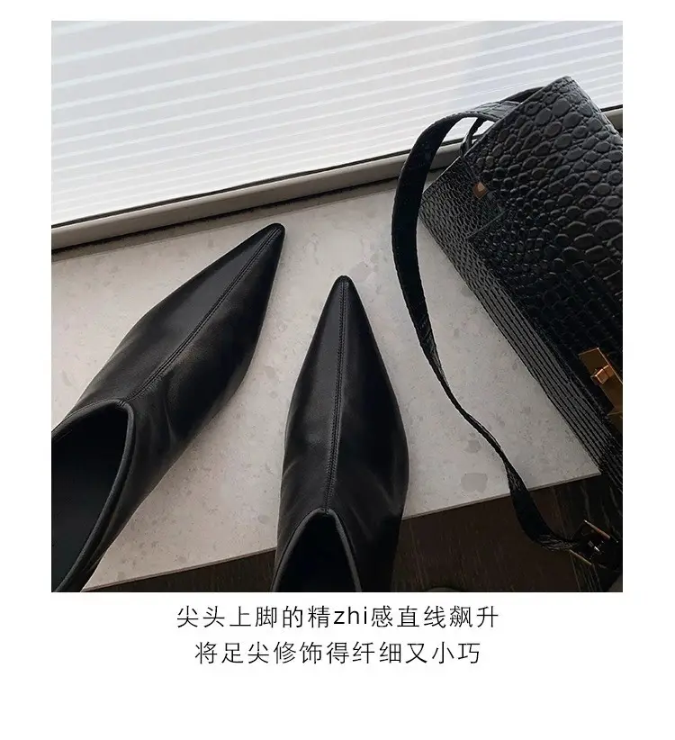 Elegant high heels pointed-toe stiletto heels, universal demi-season low boots, (Physicals), french style — chobi 9