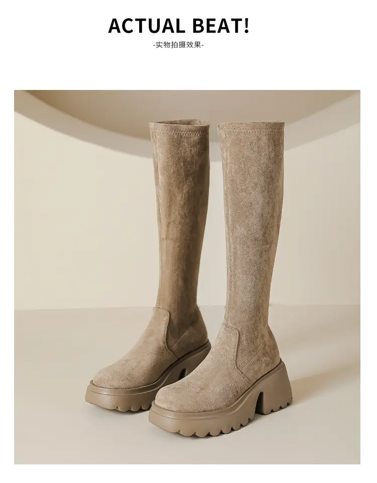 Demi-season elastic high boots platform heels, height increasing — chobi 19