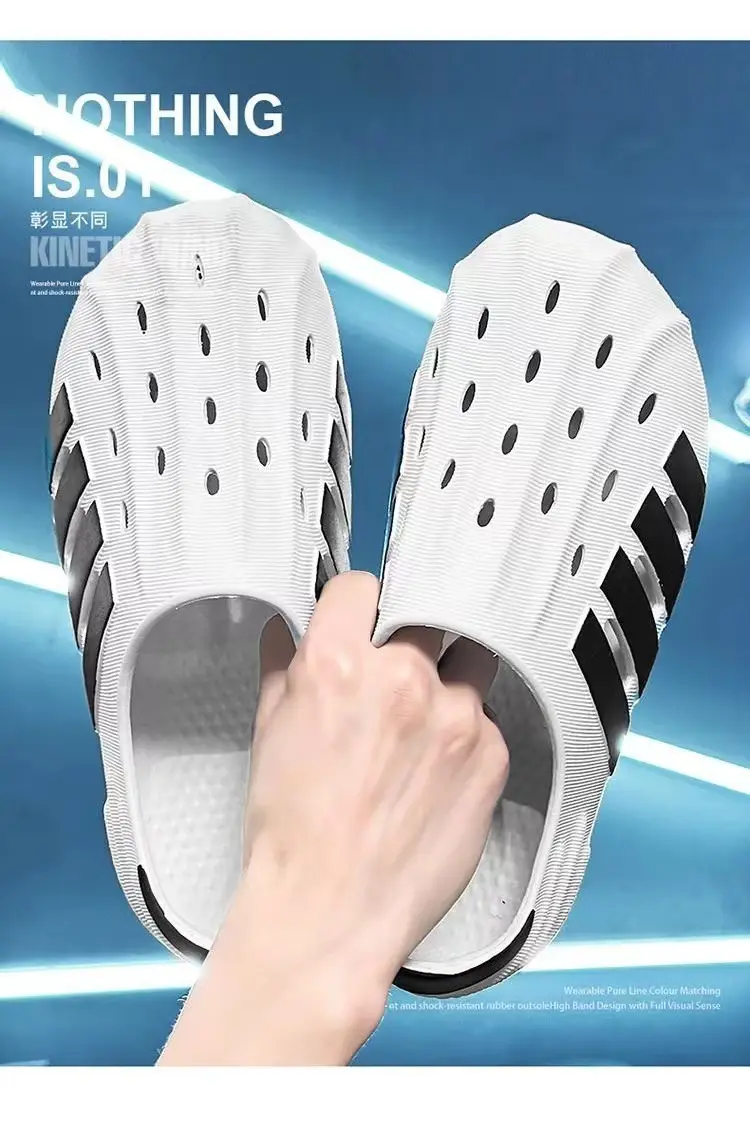 (Wholesale), ultra-soft summer Crocs-style slippers, beach sports sandals, suitable for outdoor wear, can be worn in two ways, closed toe, plus size — chobi 4