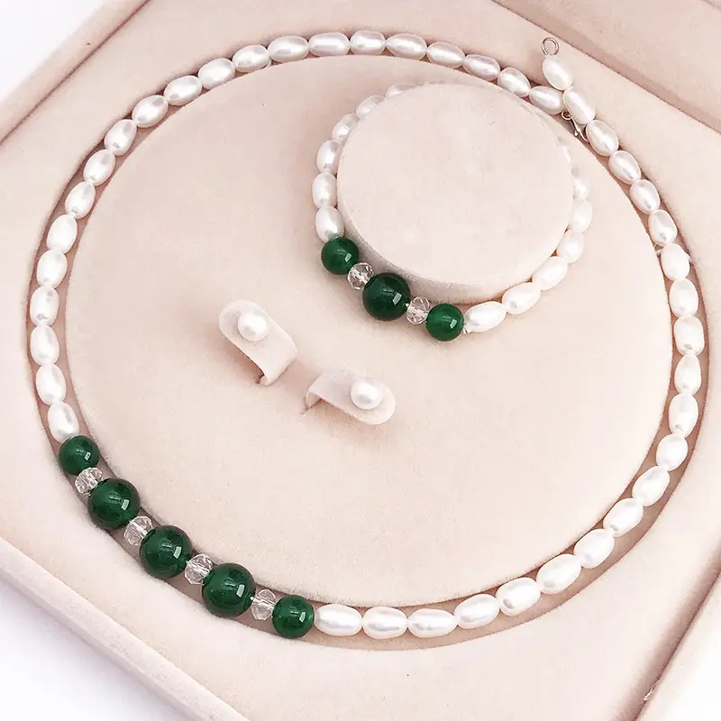 Organic accessory, necklace from pearl, chain, set for mother's day, silver 925 sample, Birthday gift — chobi 31