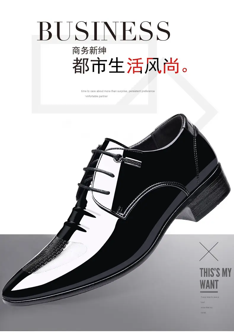 Men's demi-season shoes made of patent leather, slip-ons pointed-toe, low classic suit jacket, plus size — chobi 1