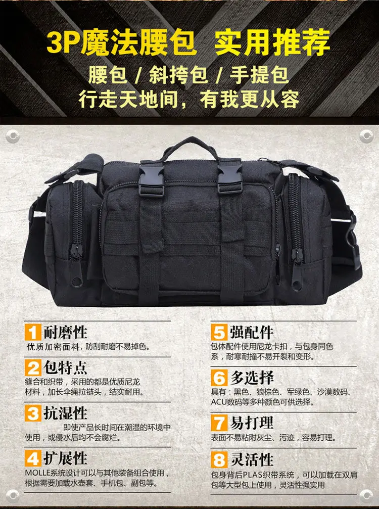Camouflage shoulder bag, belt bag, purse, tactics one-shoulder bag for leisure, camera, backpack — chobi 3