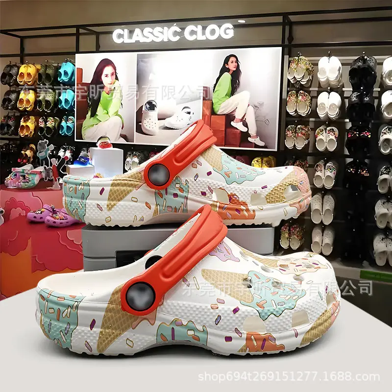 cross Children's Crocs-style slippers, children's bag, beach footwear, sandals, for teenagers, closed toe, family style — chobi 6