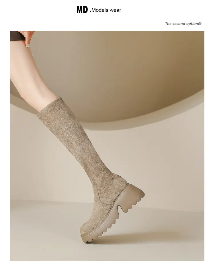 Demi-season elastic high boots platform heels, height increasing — chobi 14