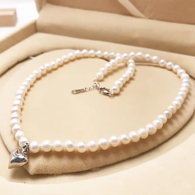 Organic accessory, necklace from pearl, chain, set for mother's day, silver 925 sample, Birthday gift — chobi 14