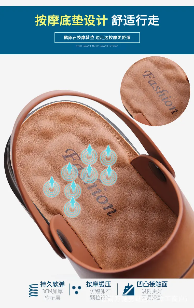 (Wholesale), breathable sandals, summer wear-resistant beach footwear for leisure, non-slip slippers, genuine leather — chobi 12