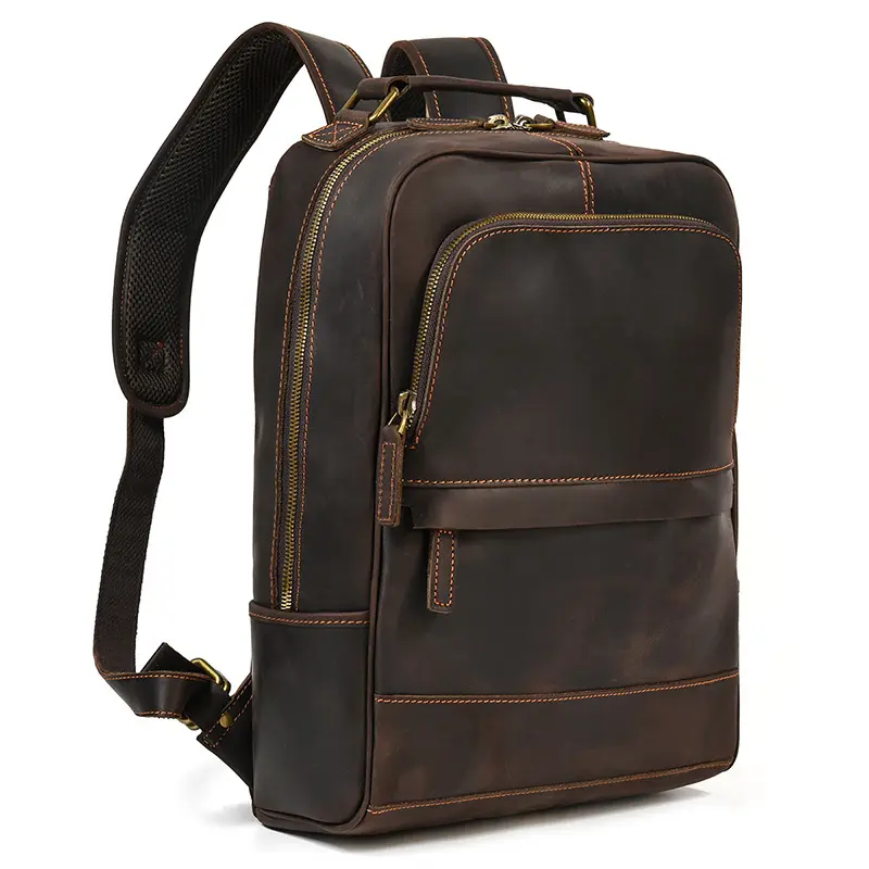 Leather backpack, men's capacious travel bag, one-shoulder bag — chobi 7