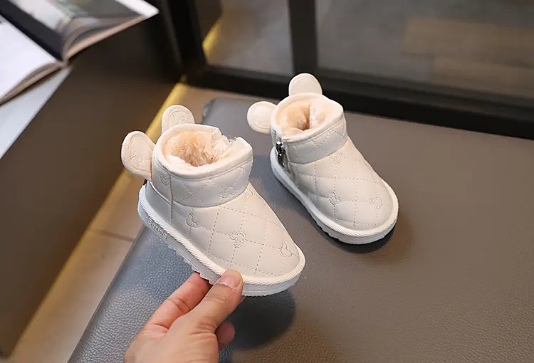 Baby snow boots, winter velvet cotton shoes, baby toddler shoes, children's baby shoes, Korean style milk tea ears — chobi 7