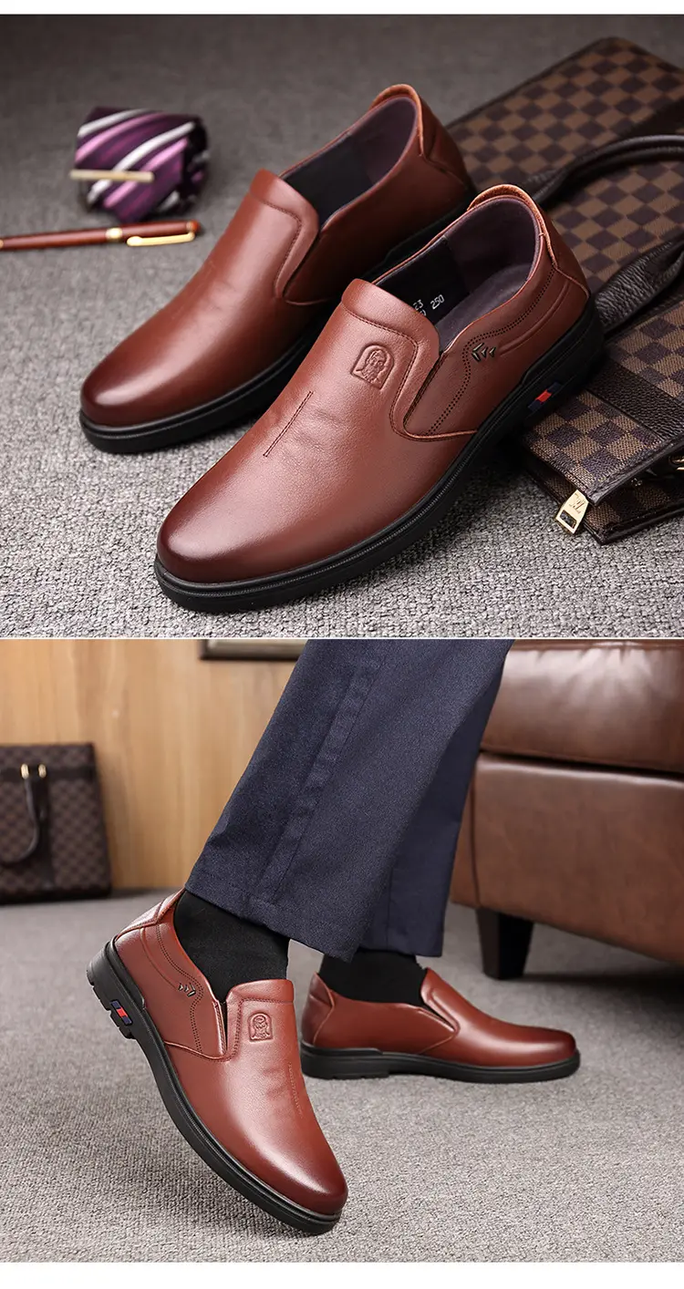 Men's comfortable human head, shoes made of soft leather, breathable loafers, cowhide, soft sole — chobi 23