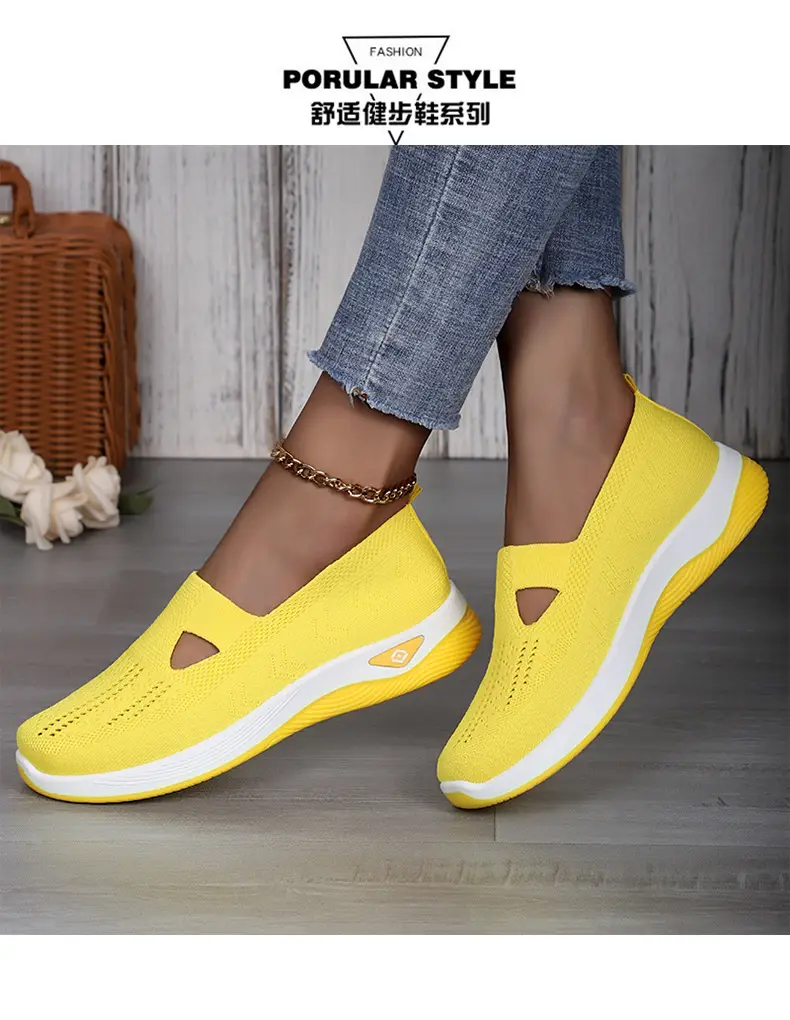 (Cross-border trading), breathable lightweight casual footwear, comfortable shoes made of mesh low-cut, plus size, made with flyknit technology, women — chobi 16