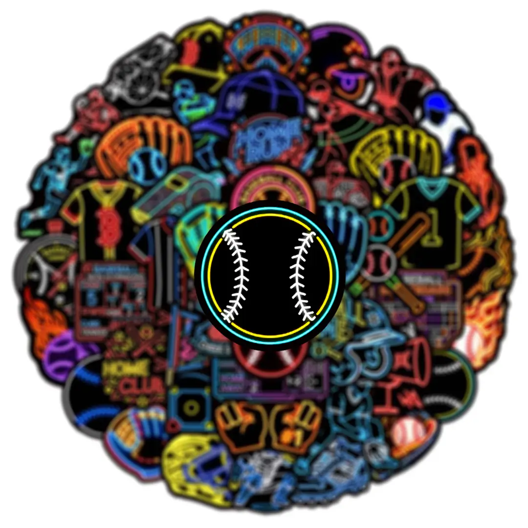 Cartoon baseball suitcase, laptop, helmet, scooter, sticker, stickers — chobi 7