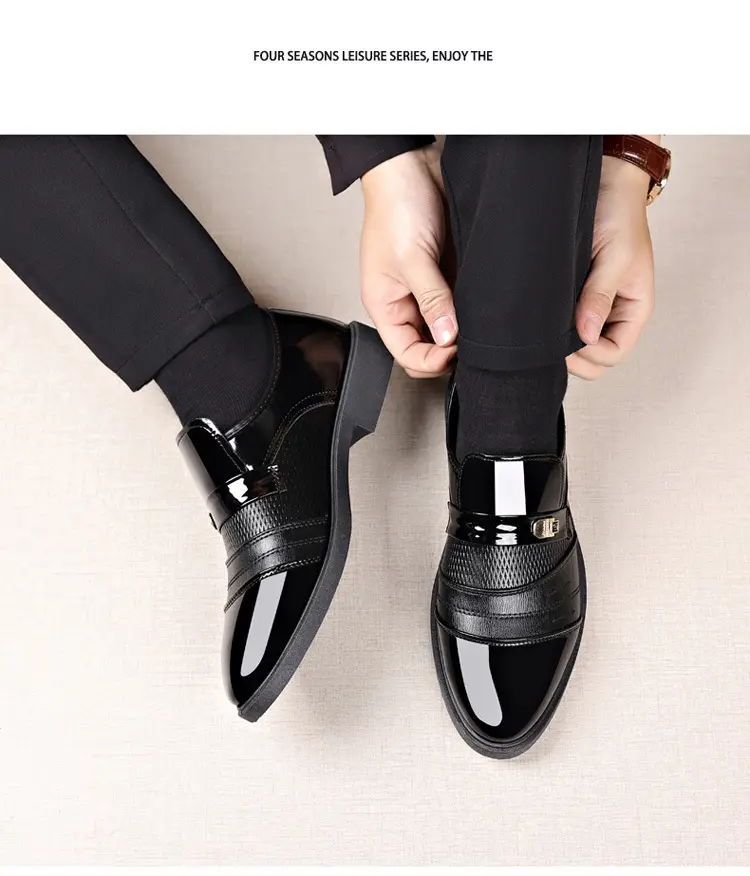 (Cross-border trading), men's glossy shoes, casual footwear, universal classic suit jacket, Collection Year 2025, plus size, mirror effect — chobi 12