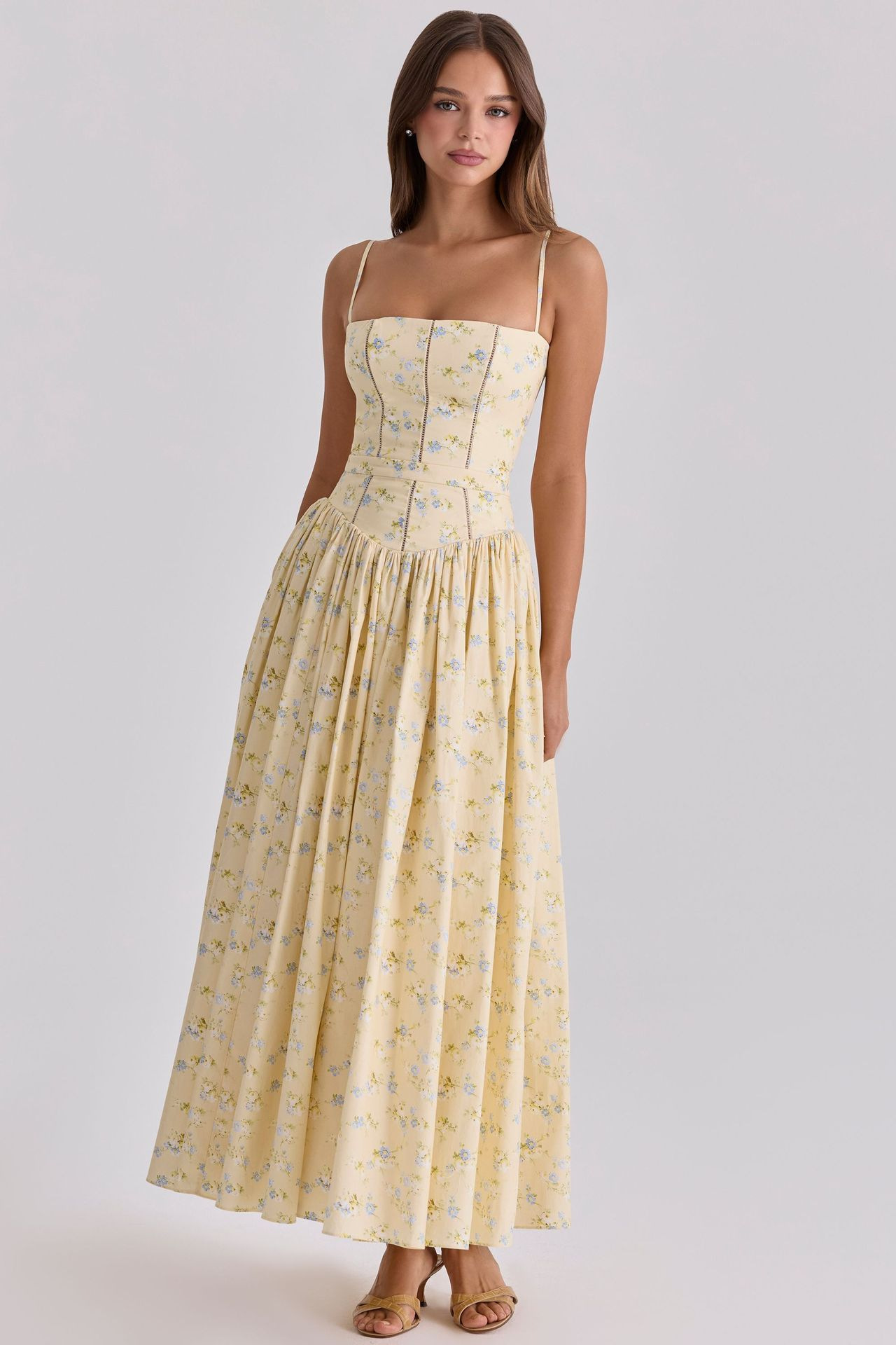 Elegant fashionable dress, skirt, high-quality style, french style, lifting effect, floral print — chobi 26