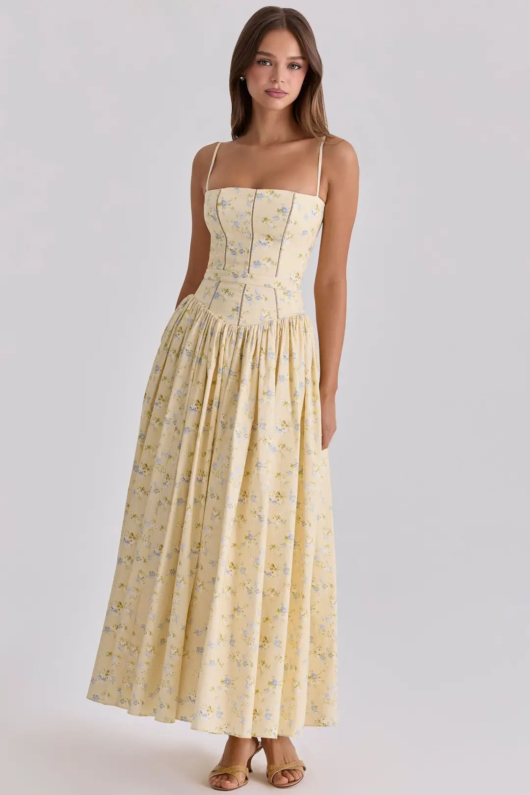 Elegant fashionable dress, skirt, high-quality style, french style, lifting effect, floral print — chobi 26