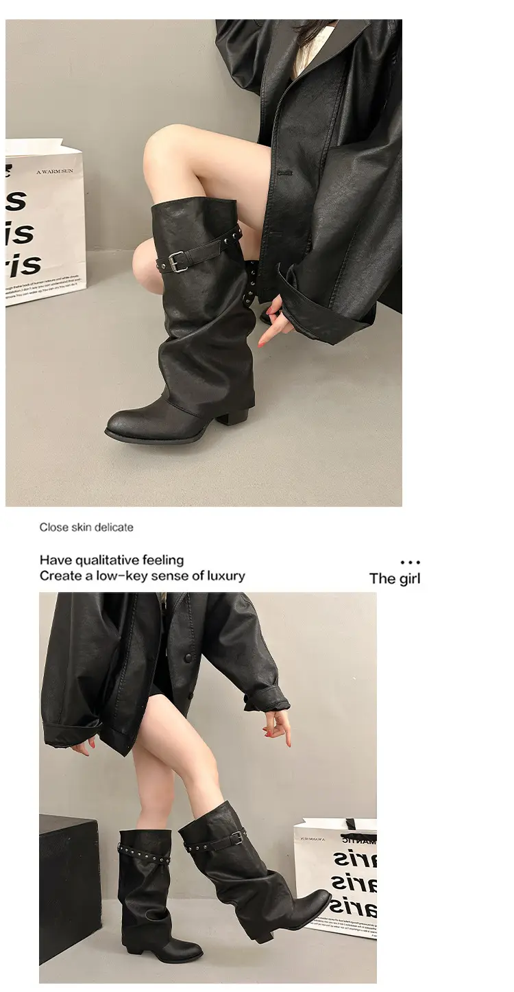 Summer high boots, fashionable trousers, belt, buckle, spring 2026 collection, visually slimming, wide stable heel — chobi 11