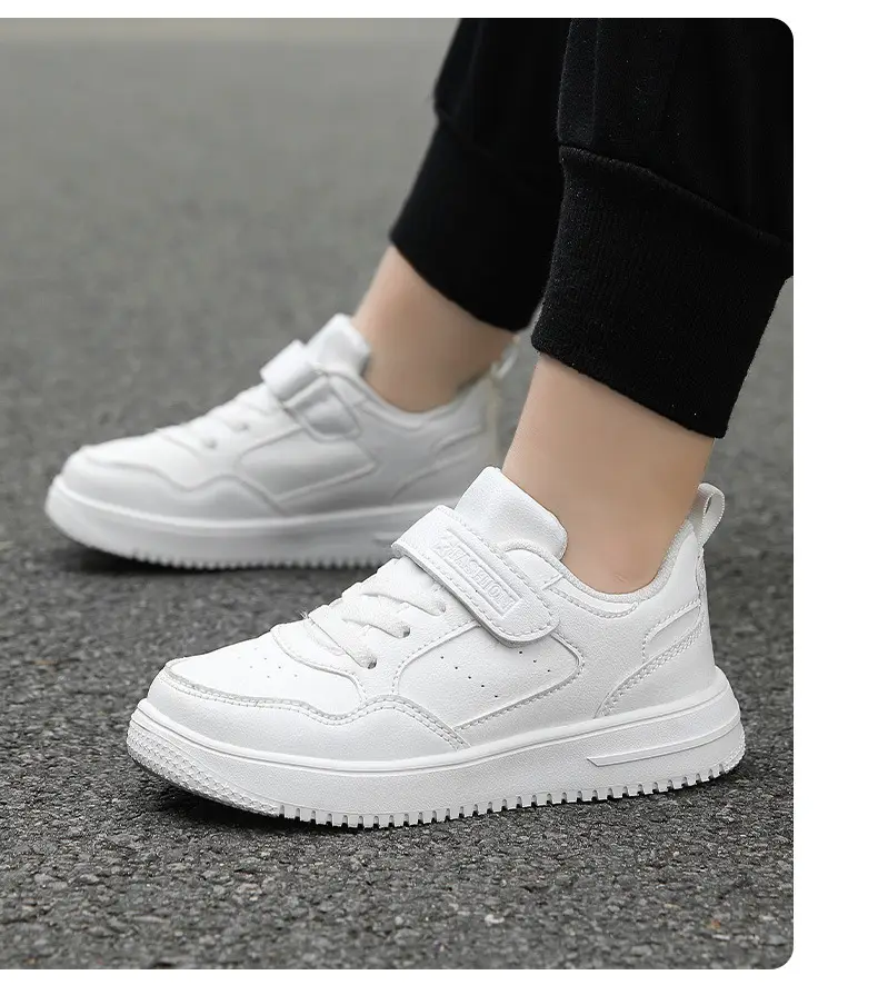 Children's white white sneakers for boys, white shoes for students — chobi 15