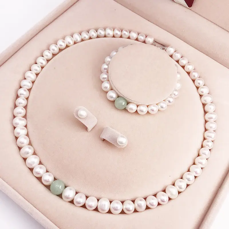 Organic accessory, necklace from pearl, chain, set for mother's day, silver 925 sample, Birthday gift — chobi 30