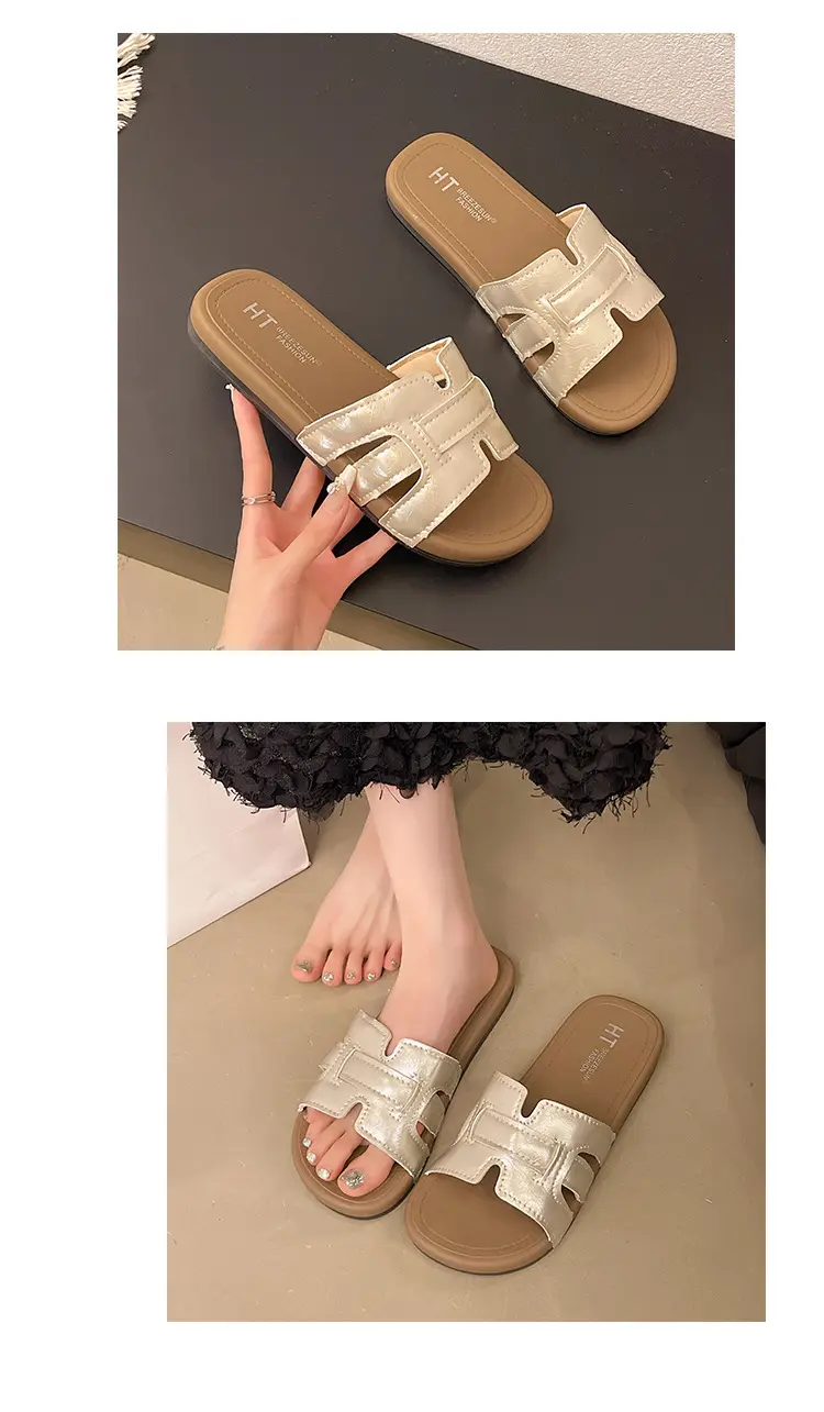 Retro summer women's slippers to go out, casual sandals flat, mule, high-quality style, internet celebrity — chobi 6
