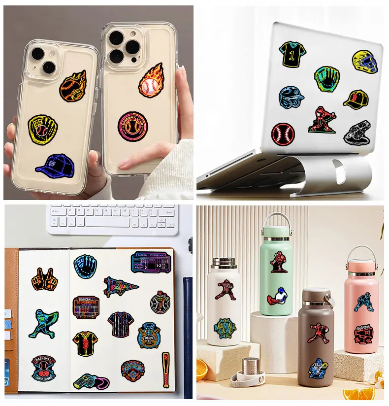 Cartoon baseball suitcase, laptop, helmet, scooter, sticker, stickers — chobi 13