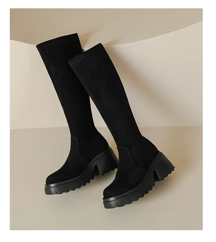 Demi-season elastic high boots platform heels, height increasing — chobi 22