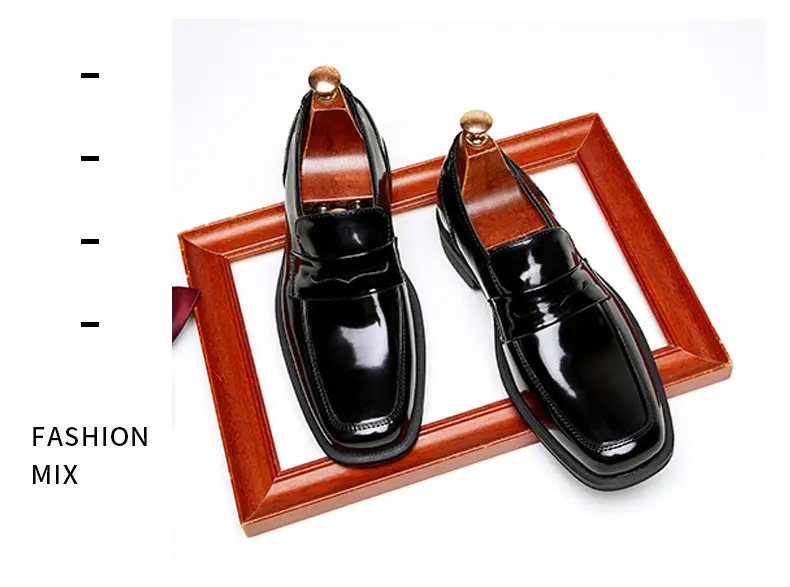 Men's summer loafers English style, casual glossy shoes, classic suit jacket square toe, slip-ons, easy to put on — chobi 19