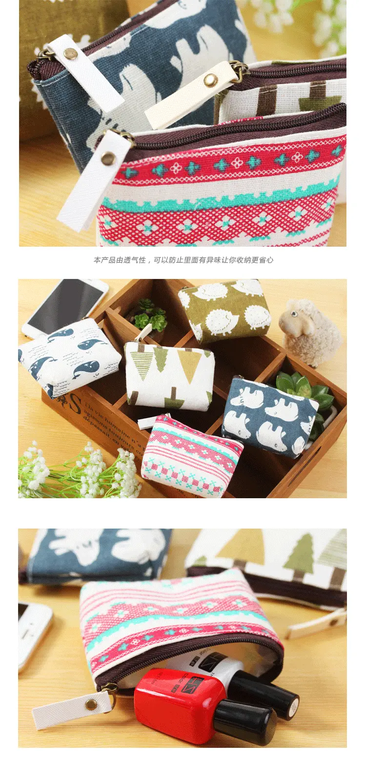 Wallet, cloth, fashionable coins, cartoon cute organizer bag for keys, cotton and linen, Korean style, simple and elegant design — chobi 10