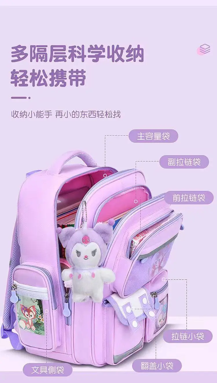 Cartoon school bag for men and women, children's backpack lightweight, spine protection, 6-12 years — chobi 5