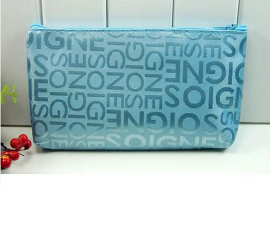 Korean style casual bag letter jacquard cosmetic bag horizontal style square hand cosmetic bag toiletry bag for women — chobi 5